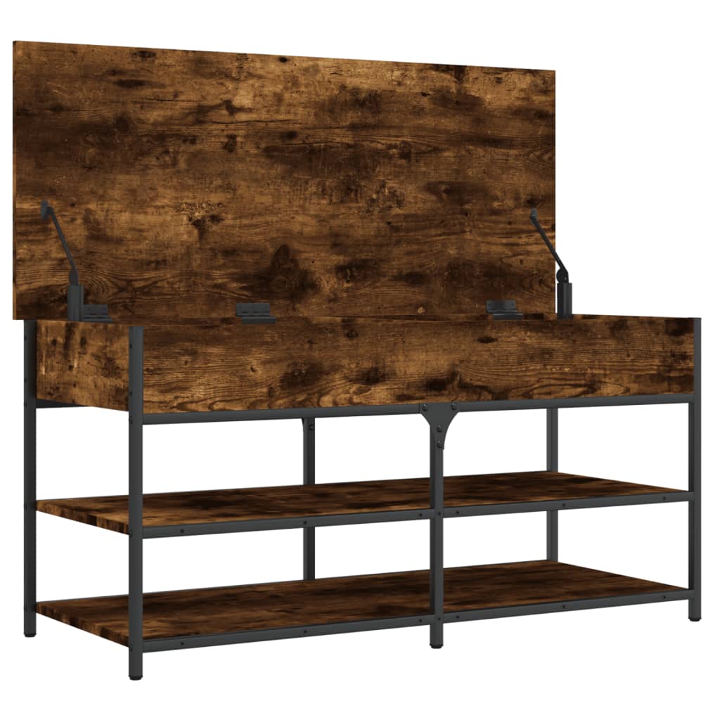 vidaXL Shoe Bench Smoked Oak 100x42.5x50 cm Engineered Wood 6
