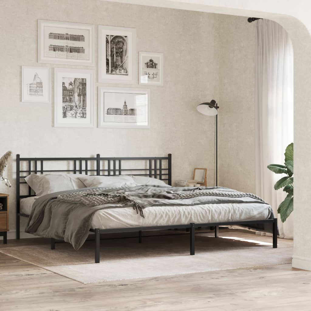 vidaXL Metal Bed Frame without Mattress With headboard Black