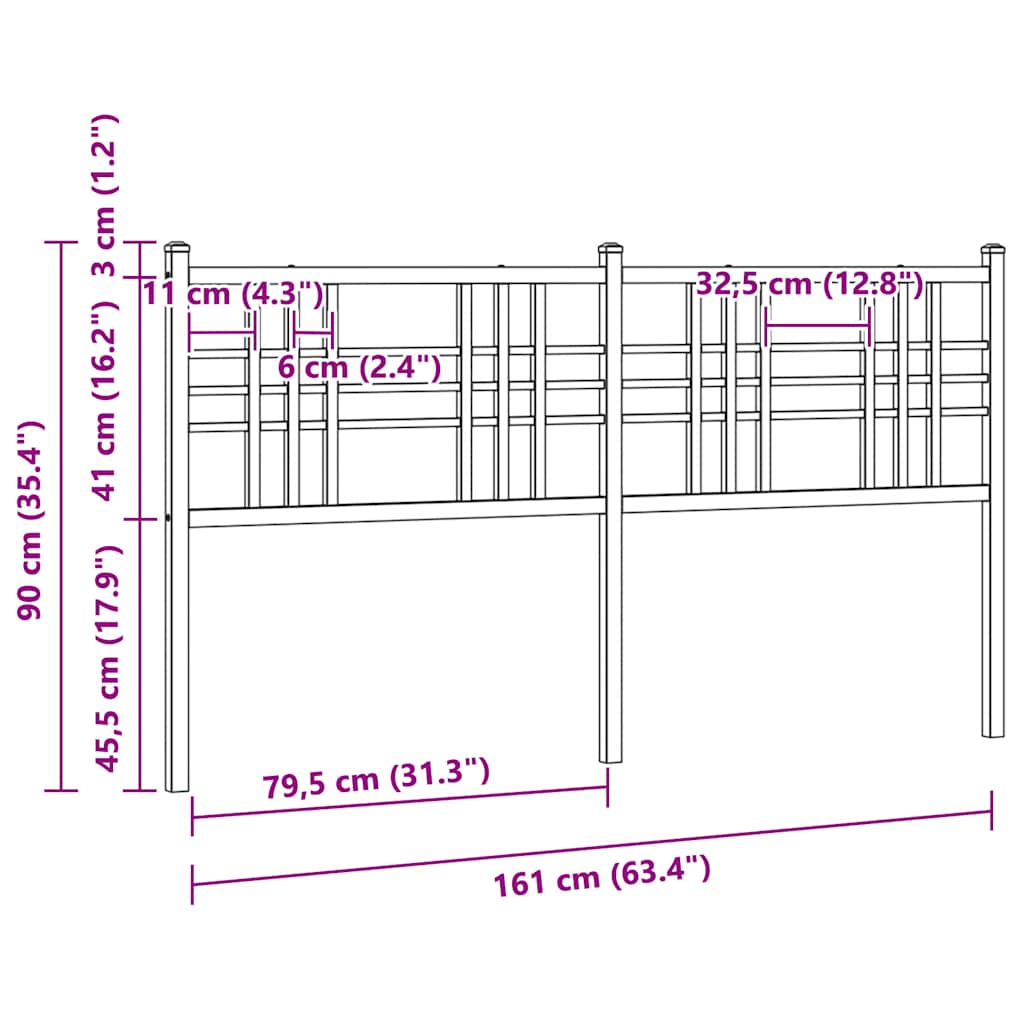 vidaXL Metal Replace Headboard White 160cm 6