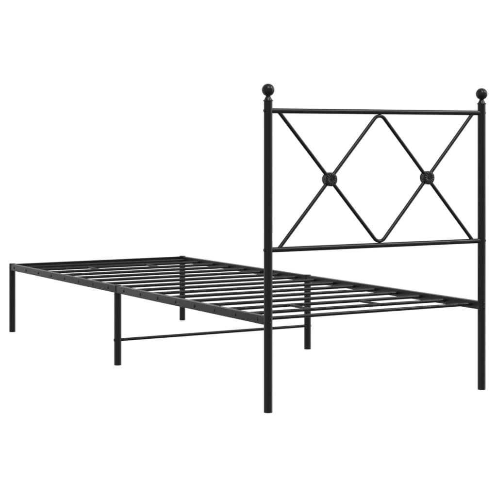 vidaXL Metal Bed Frame without Mattress with Headboard Black 75x190cm 6