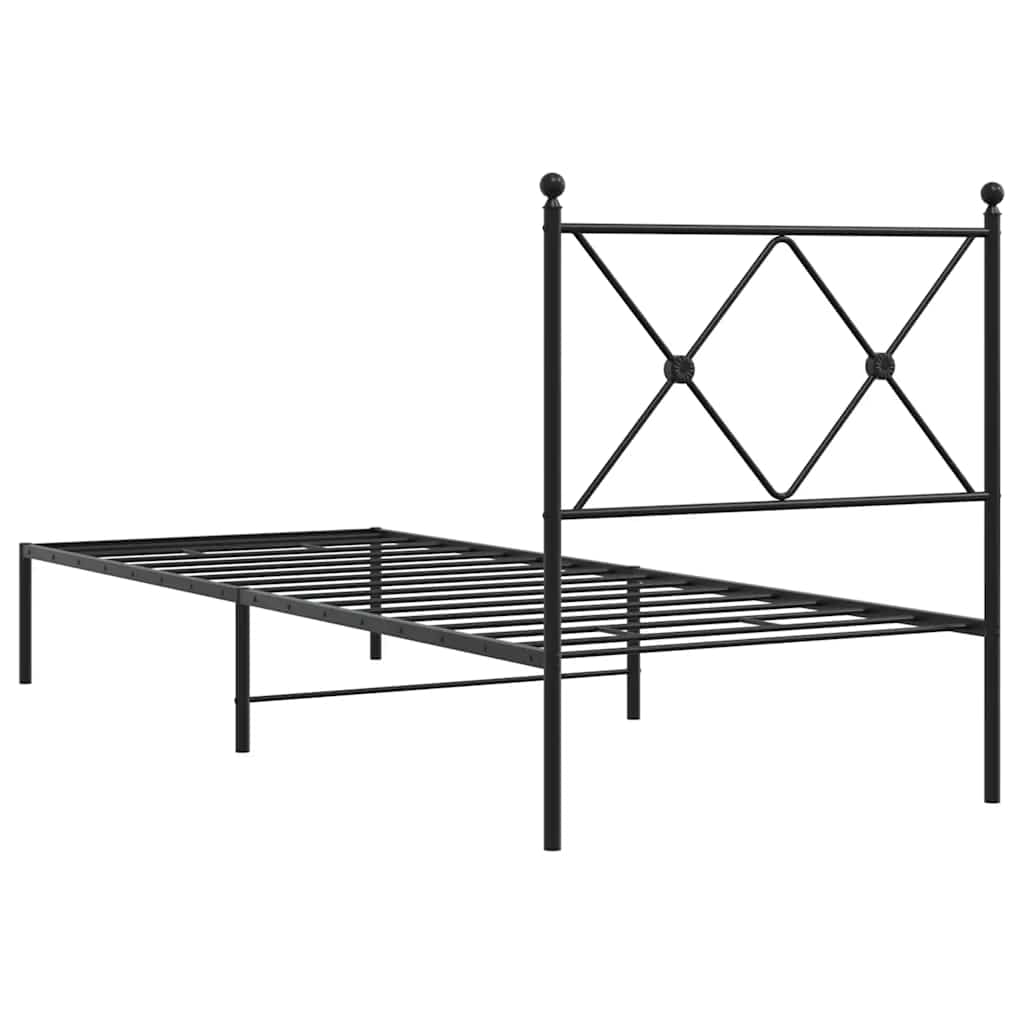 vidaXL Metal Bed Frame without Mattress with Headboard Black 80x200cm 6