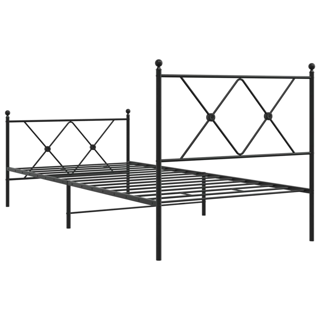 vidaXL Metal Bed Frame without Mattress with Footboard Black 90x190cm 6