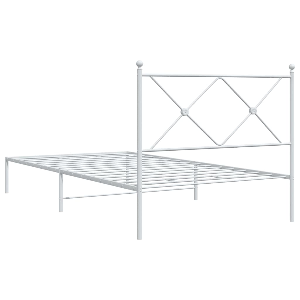 vidaXL Metal Bed Frame without Mattress with Headboard White 100x200cm 6