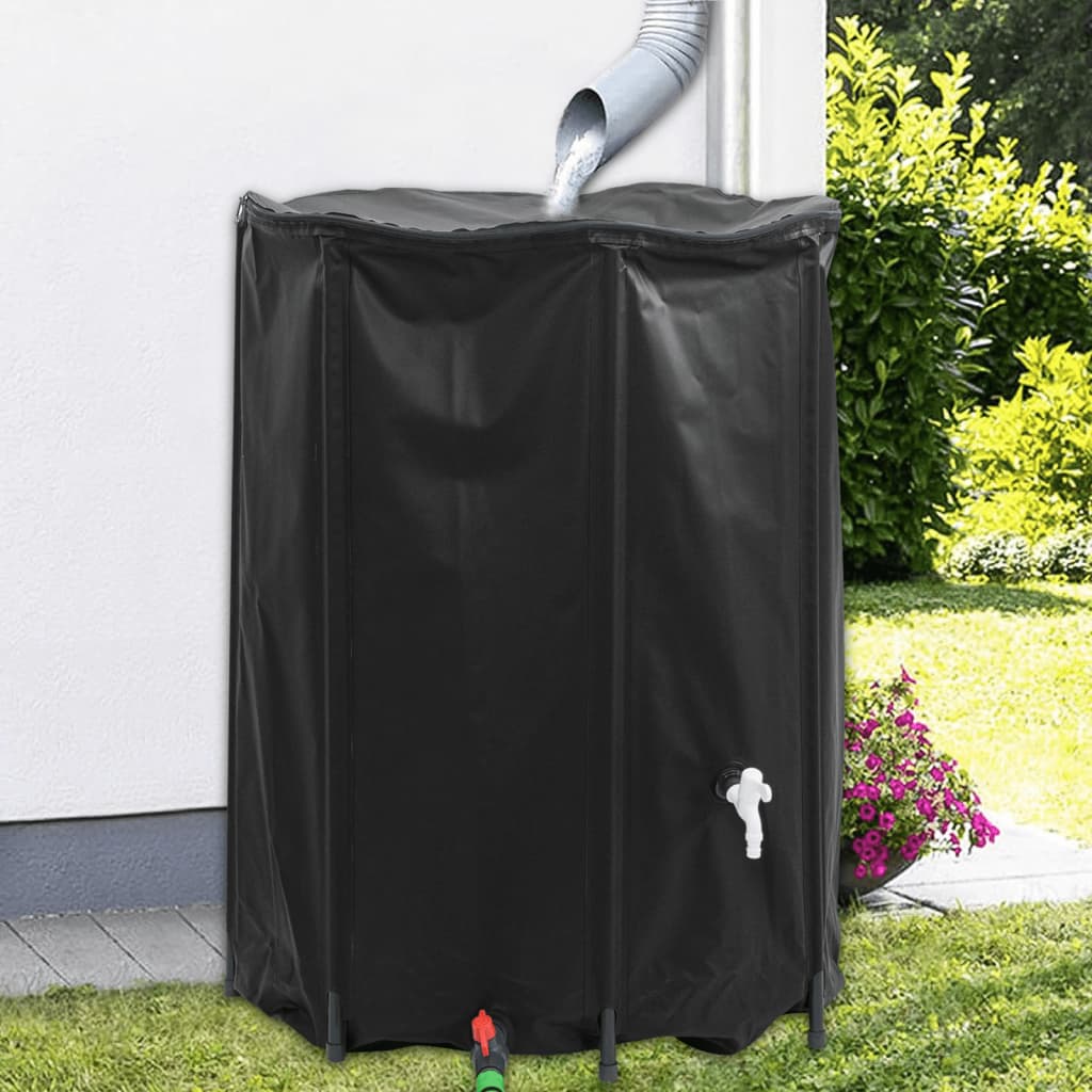vidaXL Water Tank with Tap Foldable PVC Black