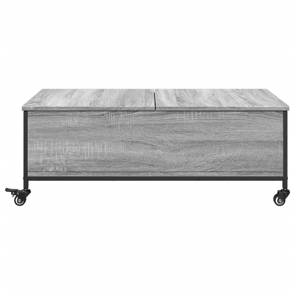 vidaXL Coffee Table with Wheels Grey Sonoma 91x55x34 cm Engineered Wood 6