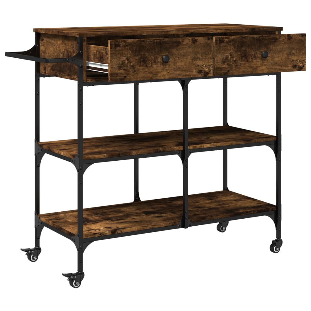 Kitchen Trolley 105x42x95 cm Engineered Wood Smoked oak