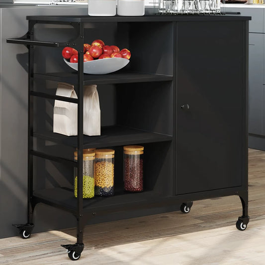 Kitchen Trolley 87,5x38,5x84,5 cm Engineered Wood Black
