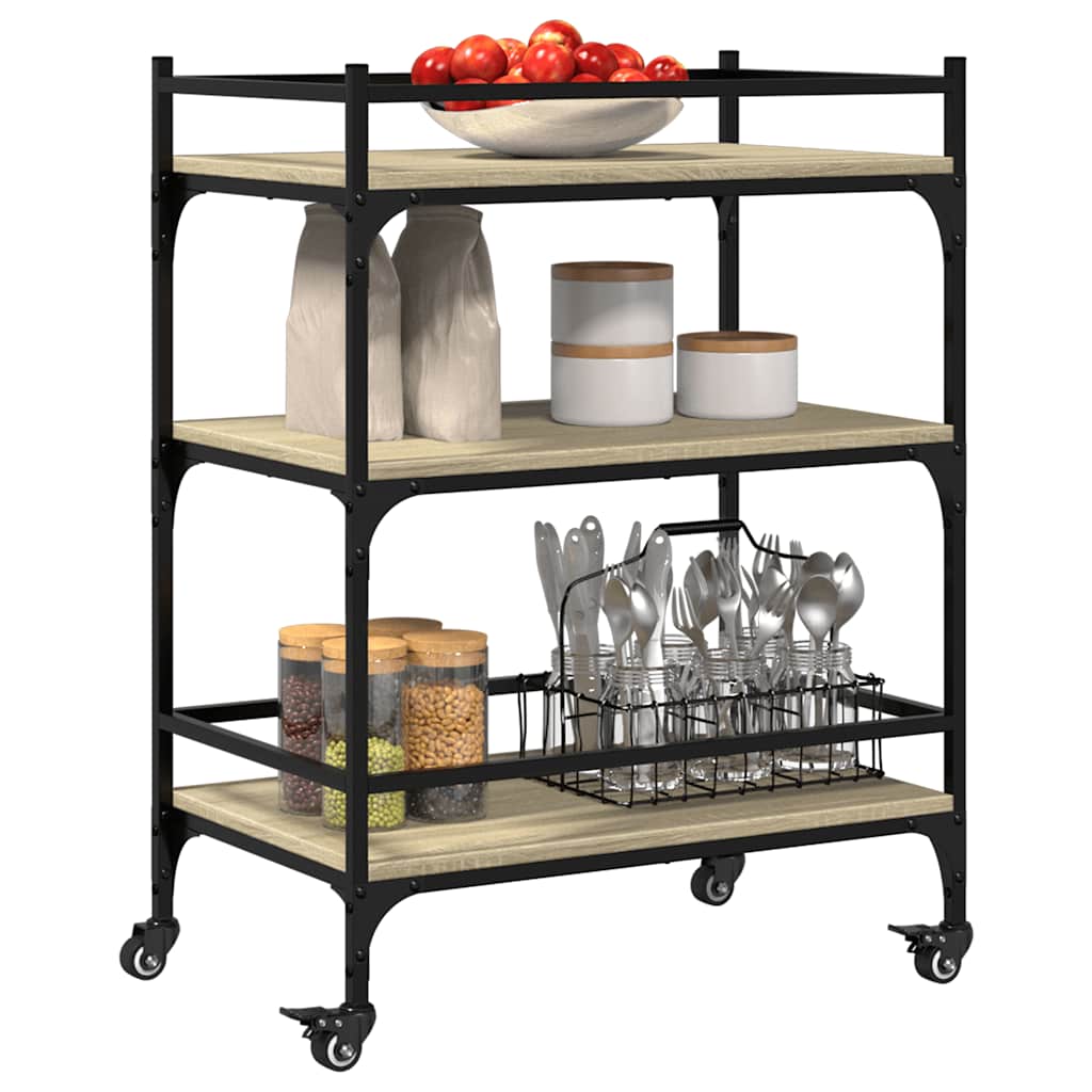 vidaXL Kitchen Trolley Sonoma Oak 65x40x86.5 cm Engineered Wood 6