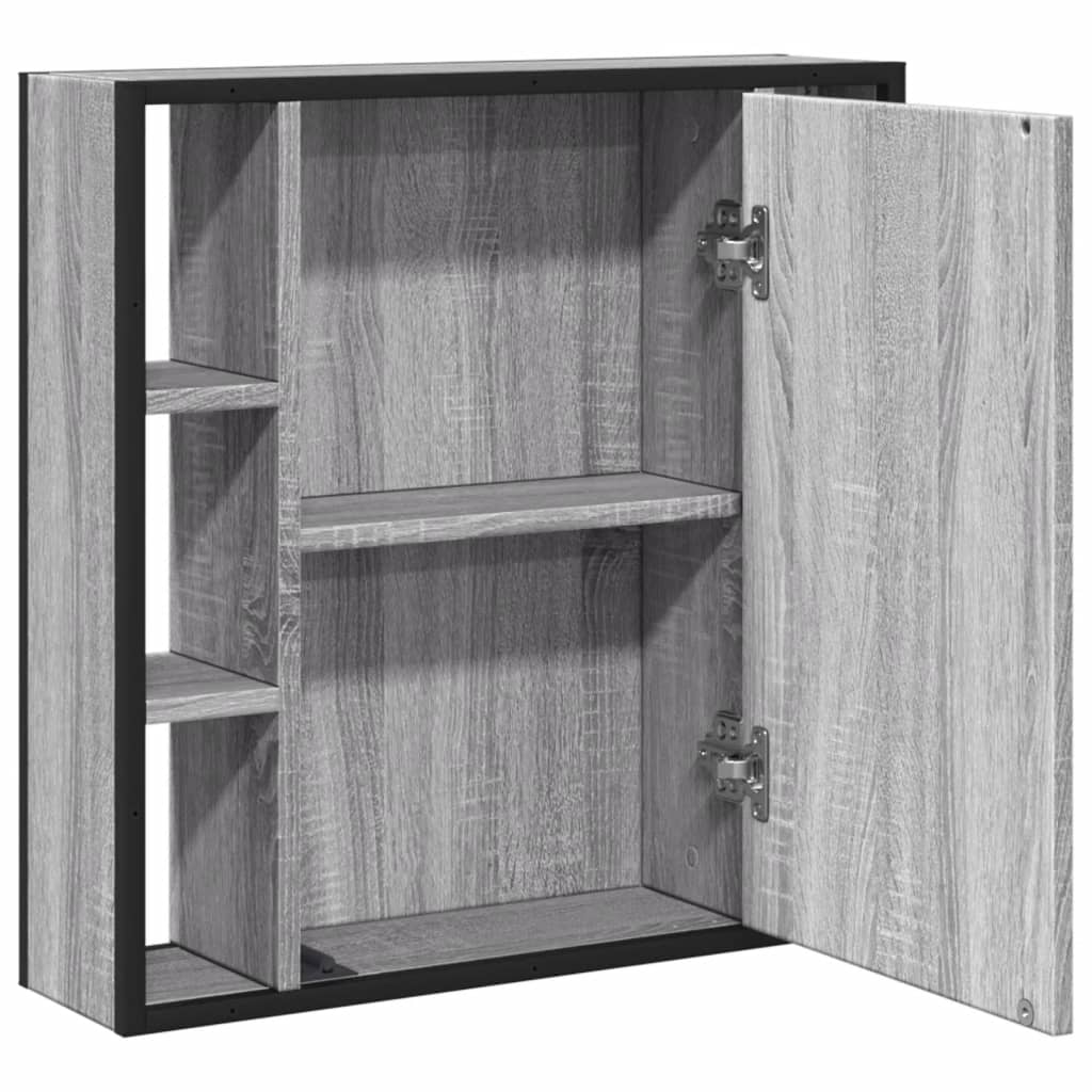 vidaXL Bathroom Mirror Cabinet Grey Sonoma 60x16x60 cm Engineered Wood 6