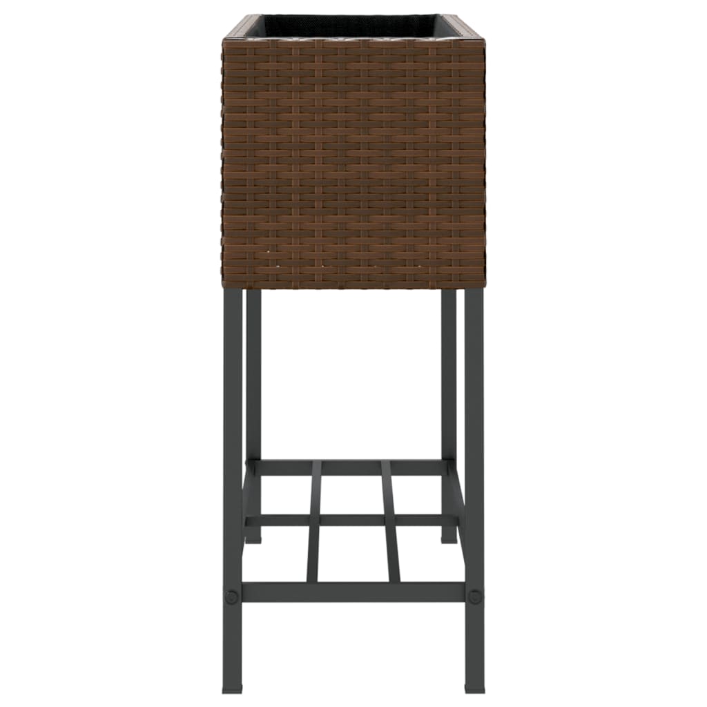 vidaXL Garden Planter with Shelf Brown Poly Rattan 6
