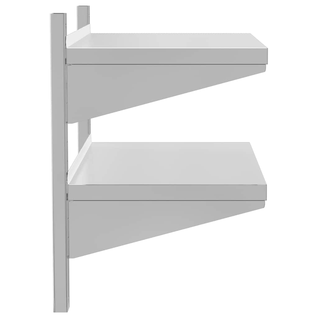 vidaXL 2-Tier Wall Shelf 75x40x60 cm Silver Stainless Steel 6