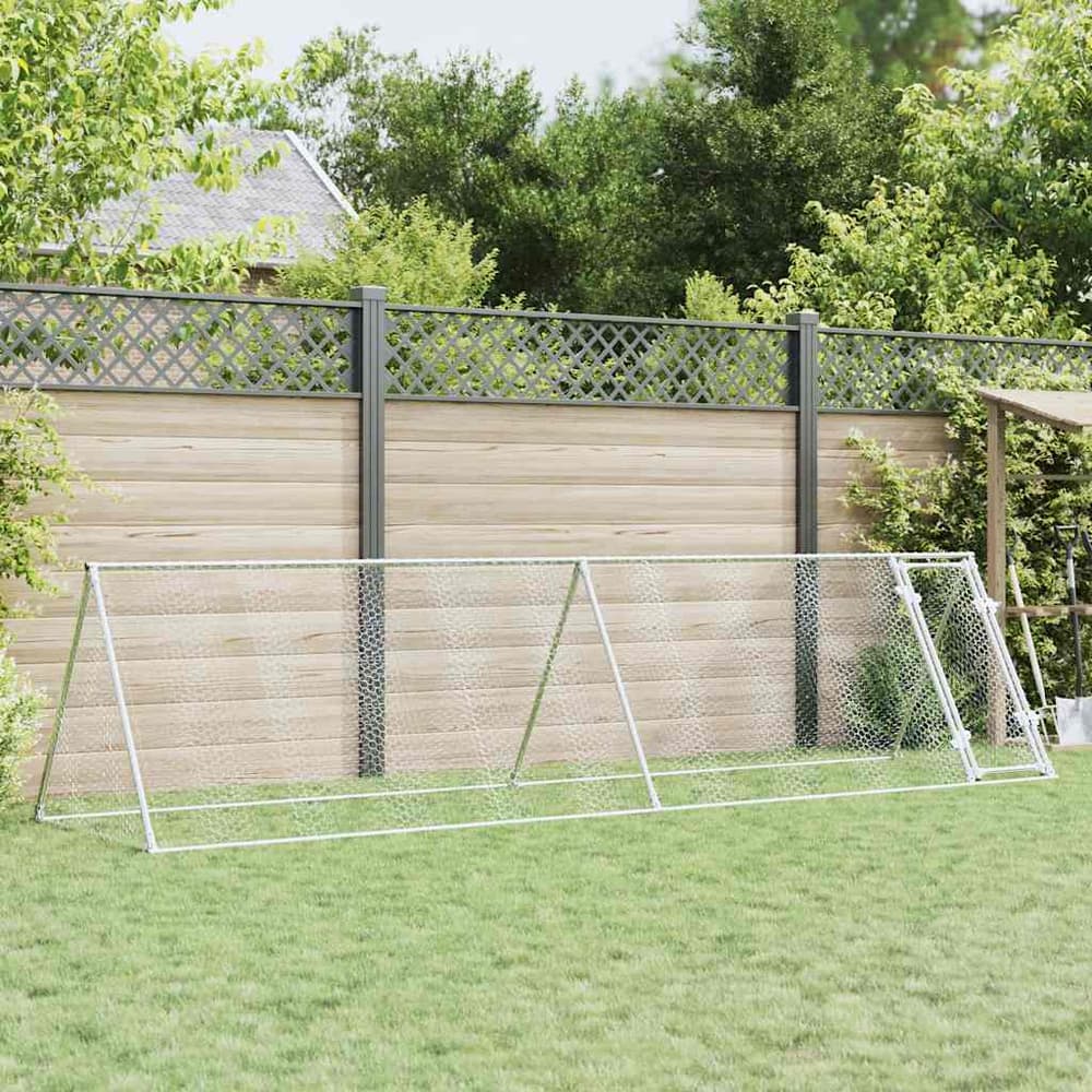 Chicken Cage Silver Galvanised Steel 400 x 105 x 91 cm