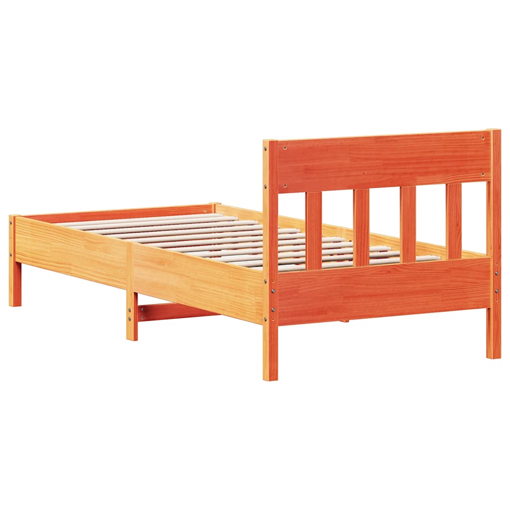 vidaXL Bed Frame without Mattress Wax Brown 75x190 cm Small Single Solid Wood Pine 6