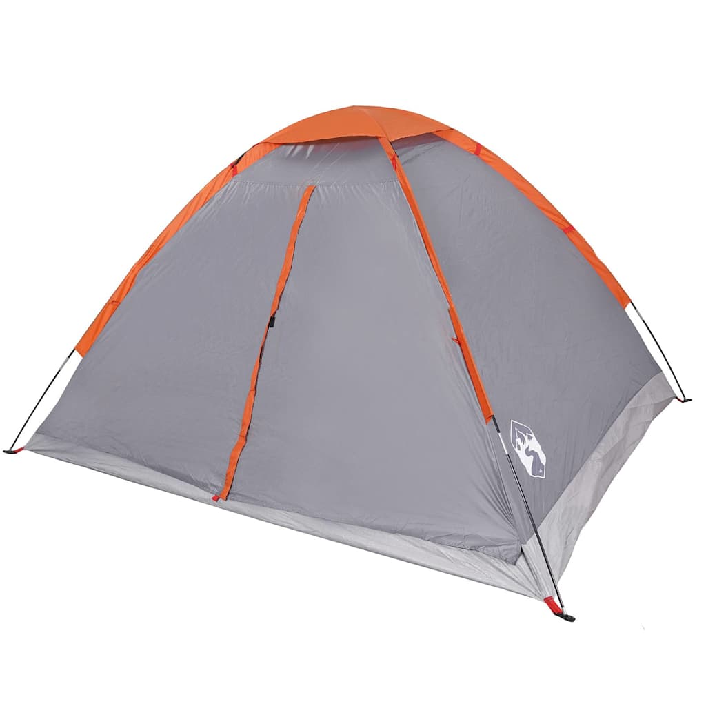 vidaXL Camping Tent Dome 4-Person Grey and Orange Waterproof 6