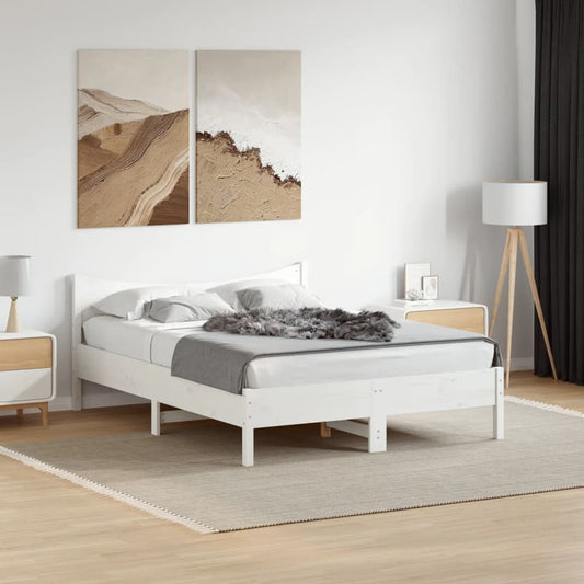Bed Frame without Mattress Solid Wood Pine Length 200 cm White 120 cm