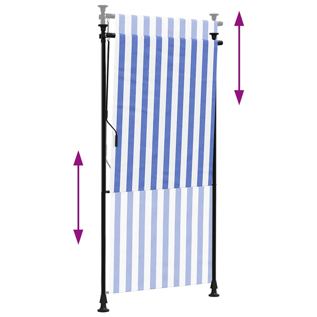 vidaXL Outdoor Roller Blind Blue and White 120x270 cm Fabric&Steel 6