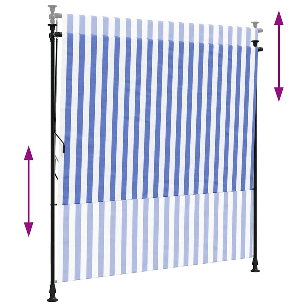 vidaXL Outdoor Roller Blind Blue and White 150x270 cm Fabric&Steel 6