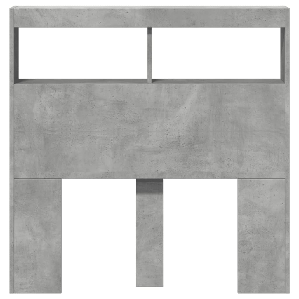 vidaXL Headboard Cabinet with LED Concrete Grey 100x17x102 cm 6