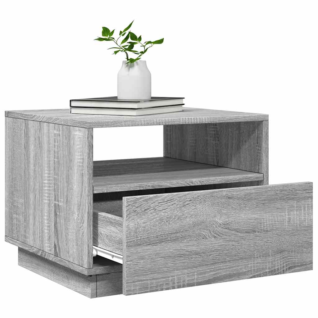 vidaXL Coffee Table with LED Lights Grey Sonoma 50x49x40 cm 6