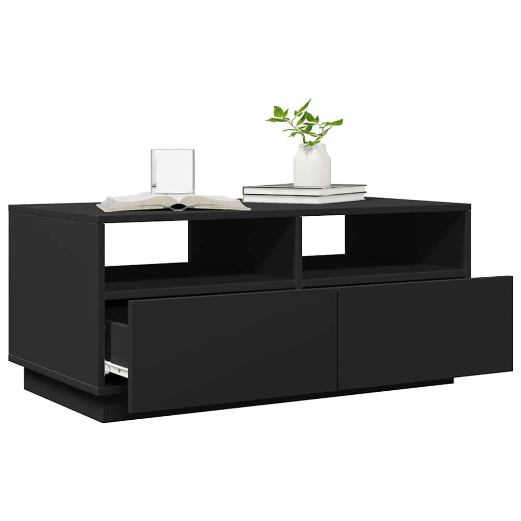 vidaXL Coffee Table with LED Lights Black 90x49x40 cm 6