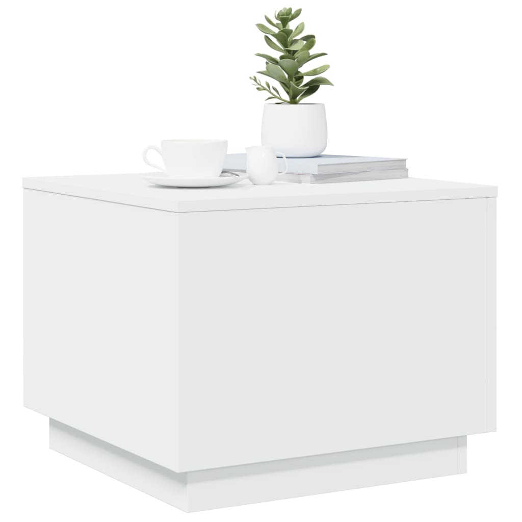 vidaXL Coffee Table with LED Lights White 50x50x40 cm 6