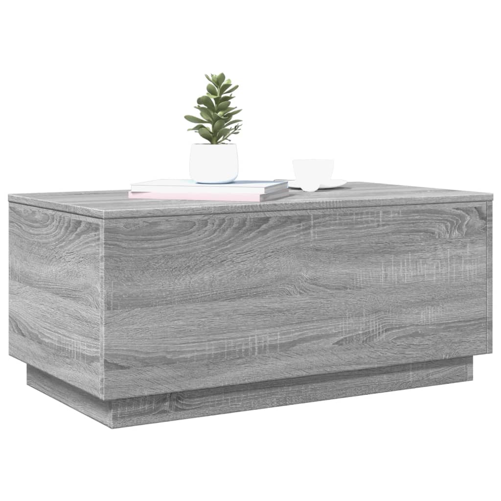vidaXL Coffee Table with LED Lights Grey Sonoma 90x50x40 cm 6