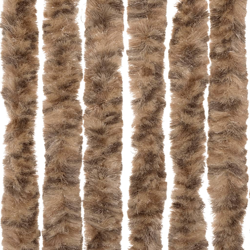 vidaXL Fly Curtain Beige and Dark Brown 100x220 cm Chenille 6