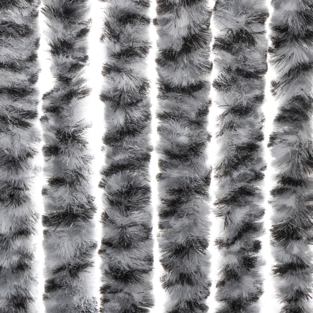 vidaXL Fly Curtain Grey and Black and White 100x220 cm Chenille 6
