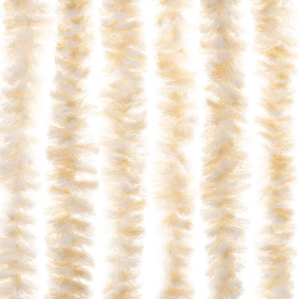 vidaXL Fly Curtain Beige and White 90x200 cm Chenille 6
