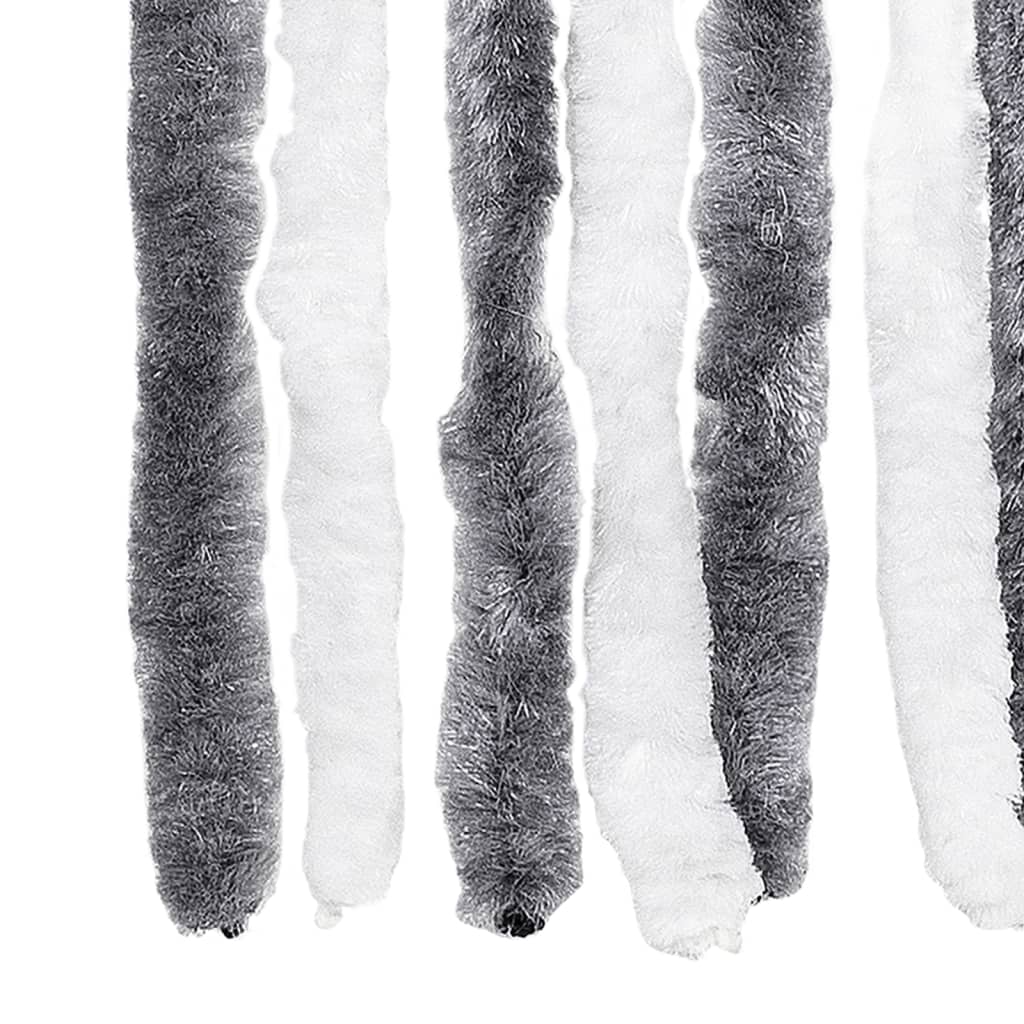 vidaXL Fly Curtain Grey and White 100x230 cm Chenille 6