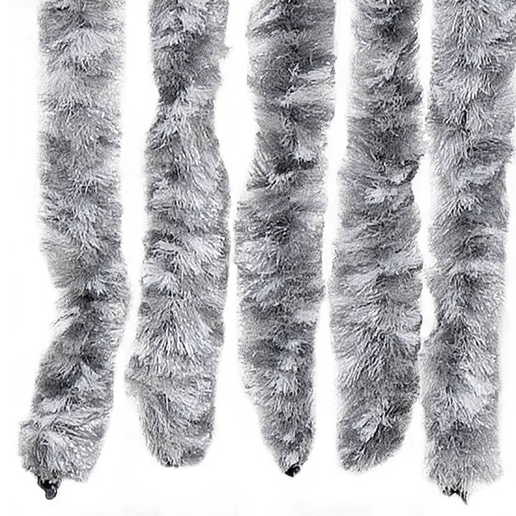 vidaXL Fly Curtain White and Grey 100x200 cm Chenille 6