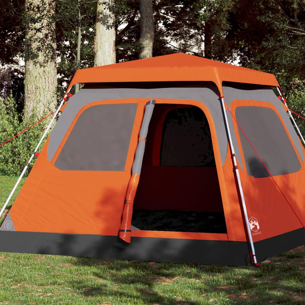 Family Tent Dome Quick Release Grey and orange 4-person