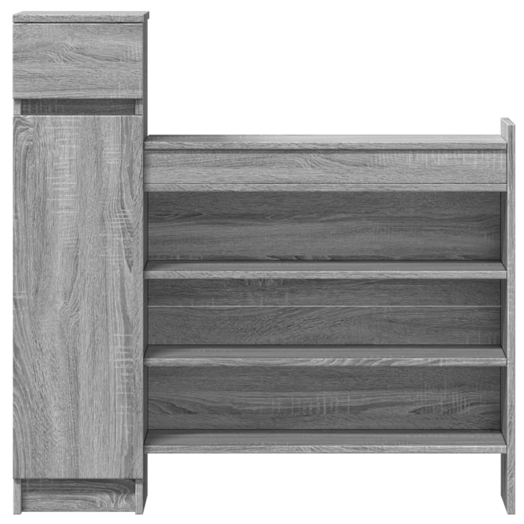vidaXL Shoe Cabinet Grey Sonoma 100.5x28x100 cm Engineered Wood 6