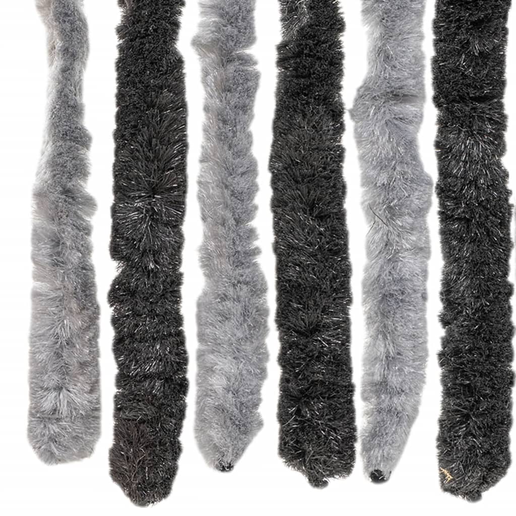 vidaXL Fly Curtain Grey and Black 118x220 cm Chenille 6