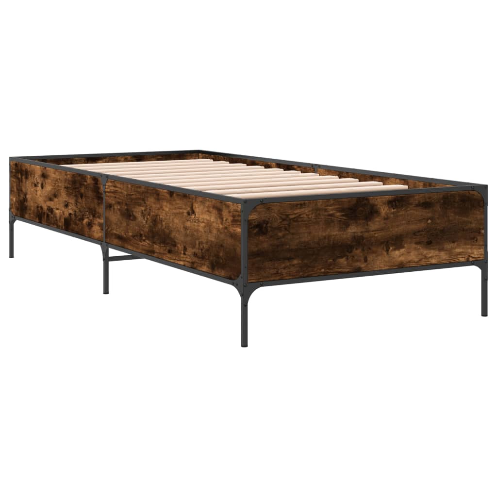 vidaXL Bed Frame without Mattress Smoked Oak 90x200 cm 6