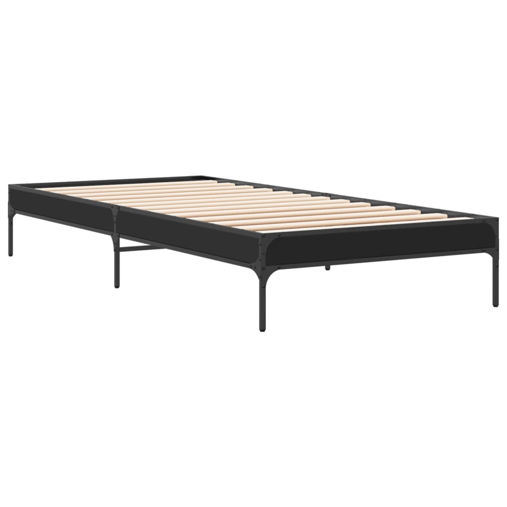 vidaXL Bed Frame without Mattress Black 75x190 cm Small Single 6