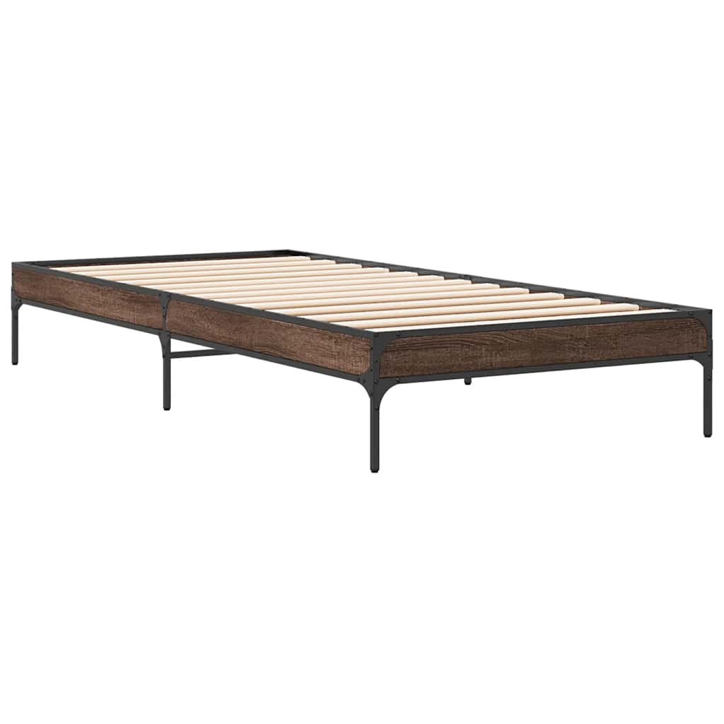 vidaXL Bed Frame without Mattress Brown Oak 75x190 cm Small Single 6