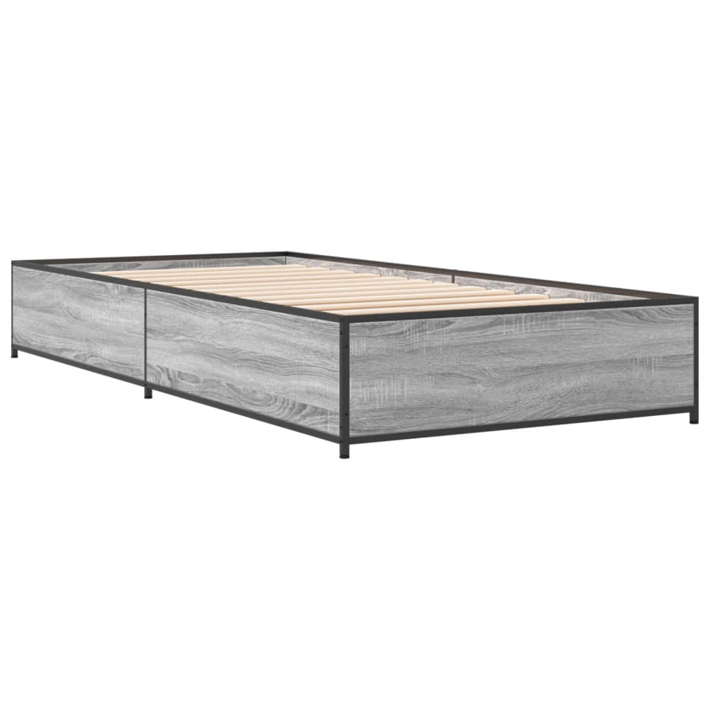 vidaXL Bed Frame without Mattress Grey Sonoma 100x200 cm 6