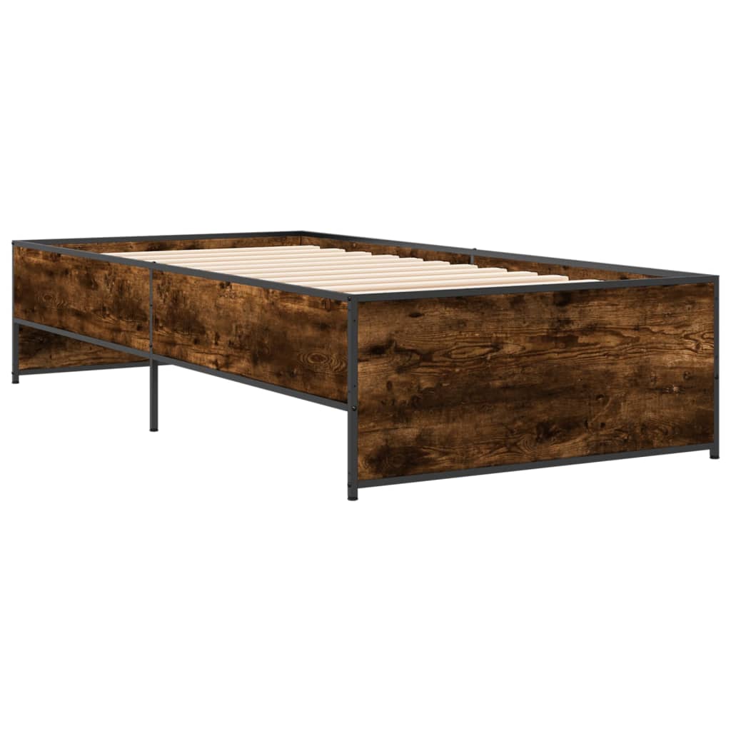 vidaXL Bed Frame without Mattress Smoked Oak 100x200 cm 6