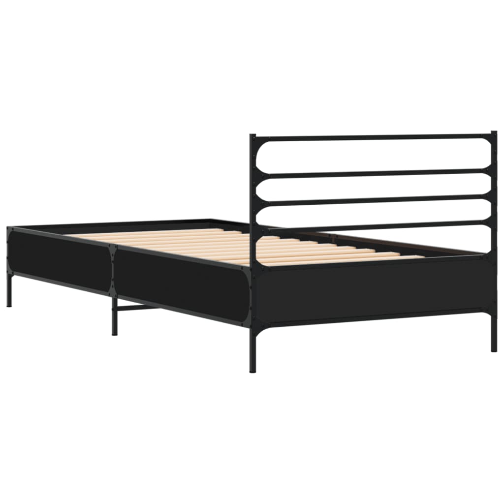 vidaXL Bed Frame without Mattress Black 90x190 cm Single 6