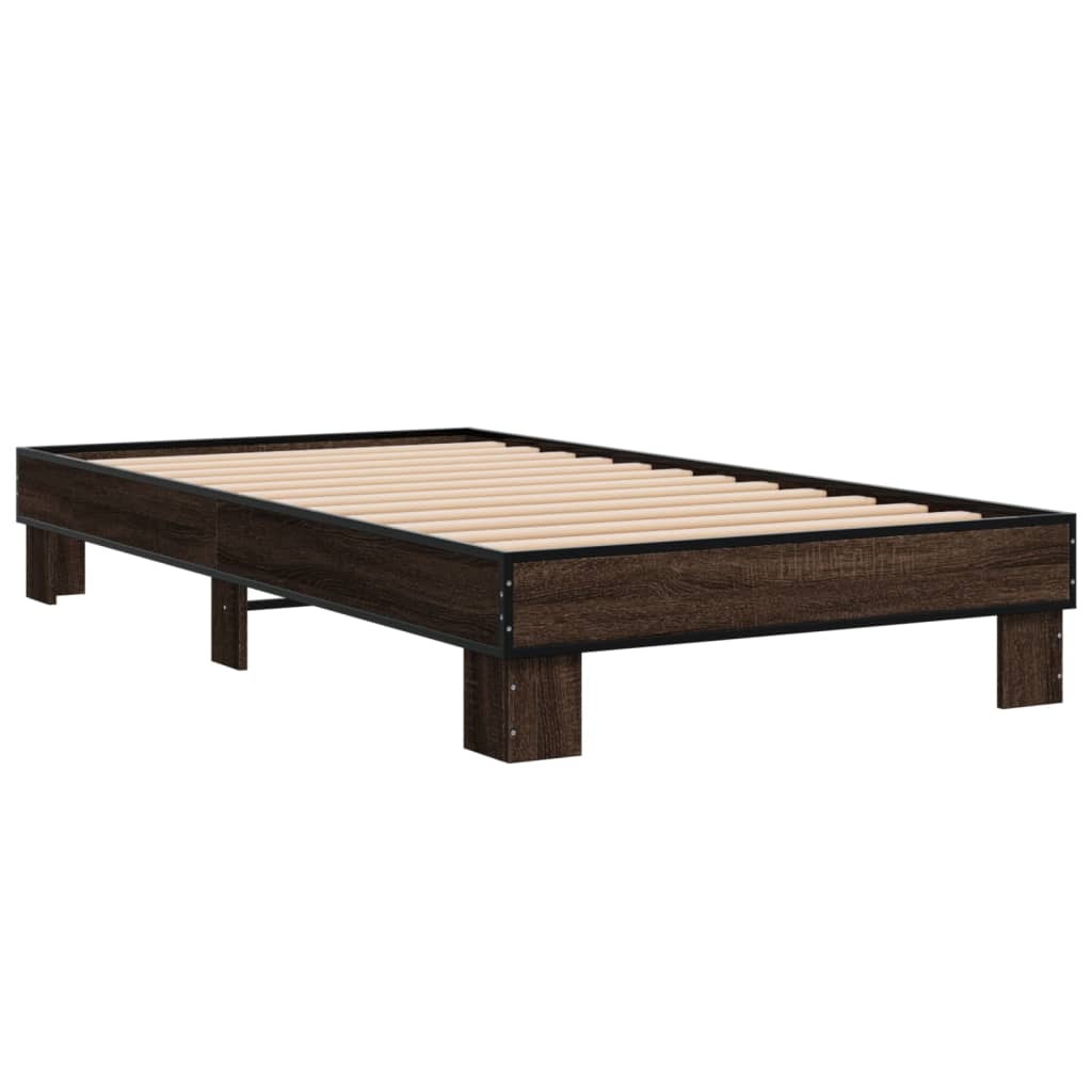 vidaXL Bed Frame without Mattress Brown Oak 75x190 cm Small Single 6