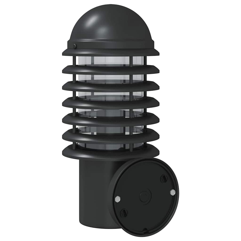 vidaXL Outdoor Wall Lights with Sensors 2pcs Black Stainless Steel 6