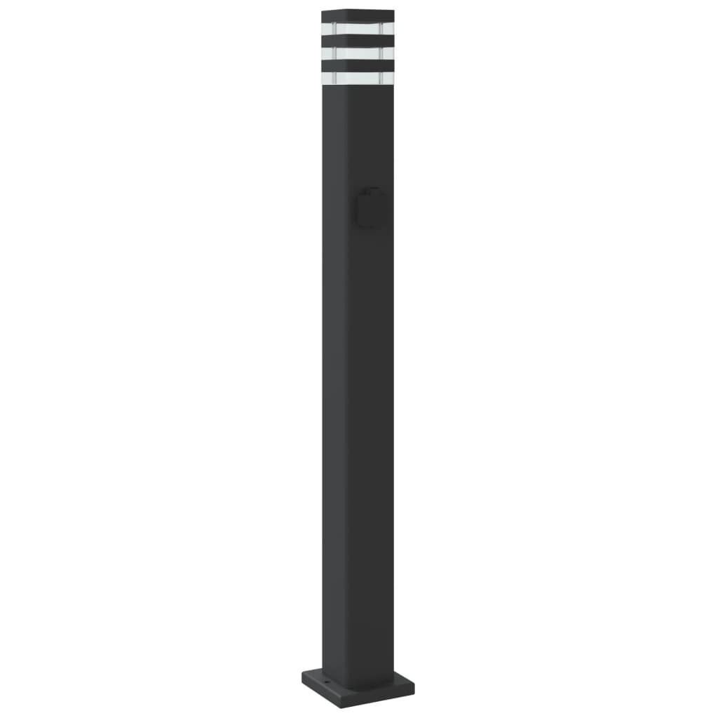 vidaXL Outdoor Floor Lamp with Outlet Black 110 cm Aluminium 6