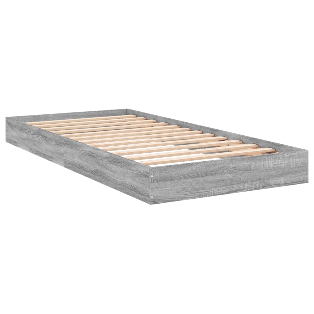vidaXL Bed Frame without Mattress Grey Sonoma 75x190 cm Small Single Engineered Wood 6