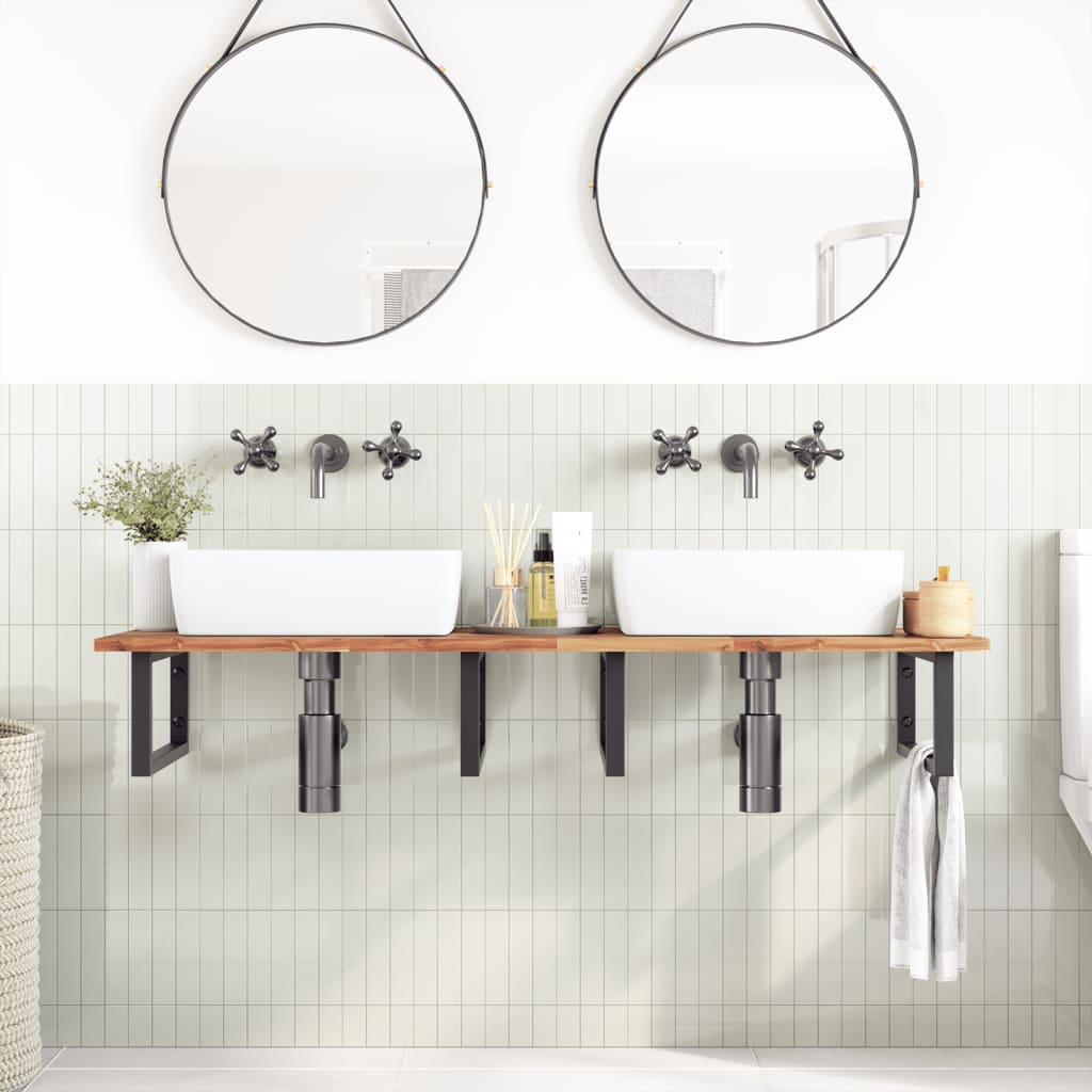 vidaXL Bathroom Vanity Top Solid Wood Acacia Oil Finished Height 2 cm