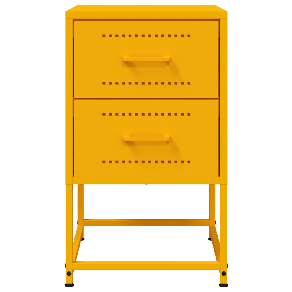 vidaXL Bedside Cabinets 2 pcs Mustard Yellow 36x39x60.5 cm Steel 6