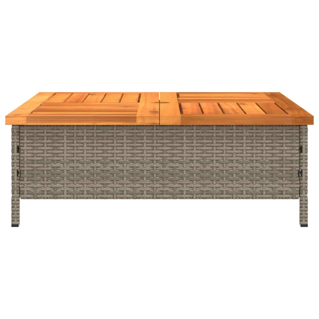 vidaXL Garden Table Grey 70x70x25 cm Rattan and Acacia Wood 6