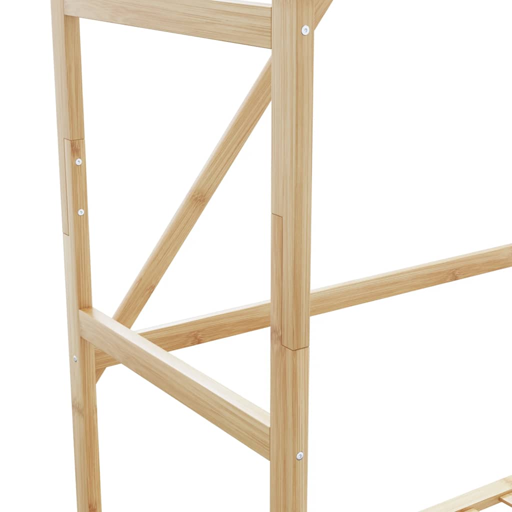 vidaXL Clothes Rack with Shelves and Wheels 110x40x180 cm Bamboo 6
