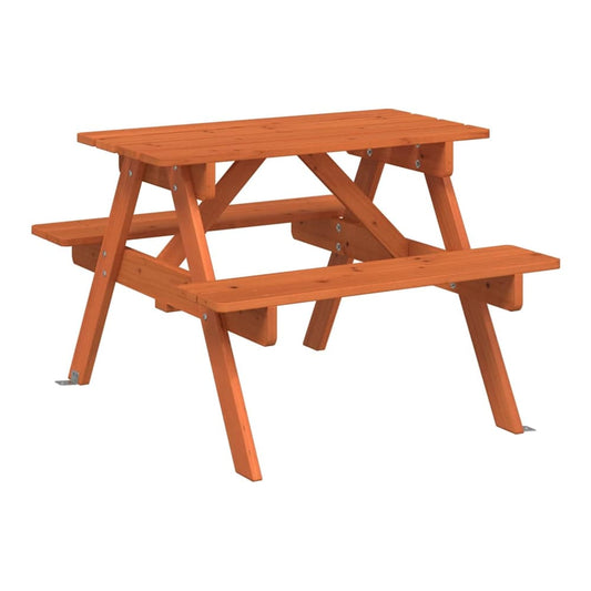 Picnic Table for 4 Kids with Umbrella Solid Wood Fir Dark brown