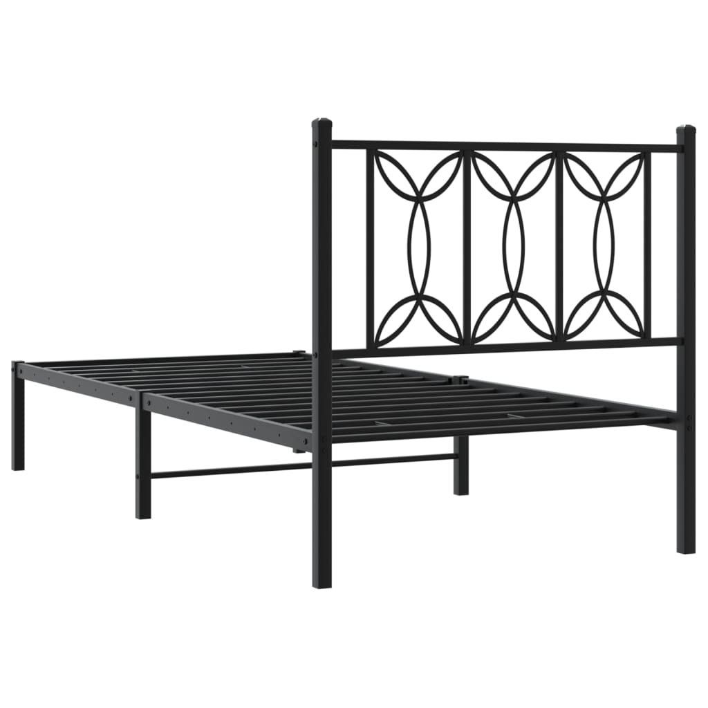 vidaXL Metal Bed Frame without Mattress with Headboard Black 80x200cm 6
